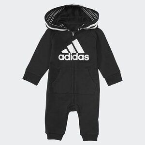 Adidas Baby 24 Months Long Sleeve Hoodie Jumpsuit One-Piece Footless Romper
